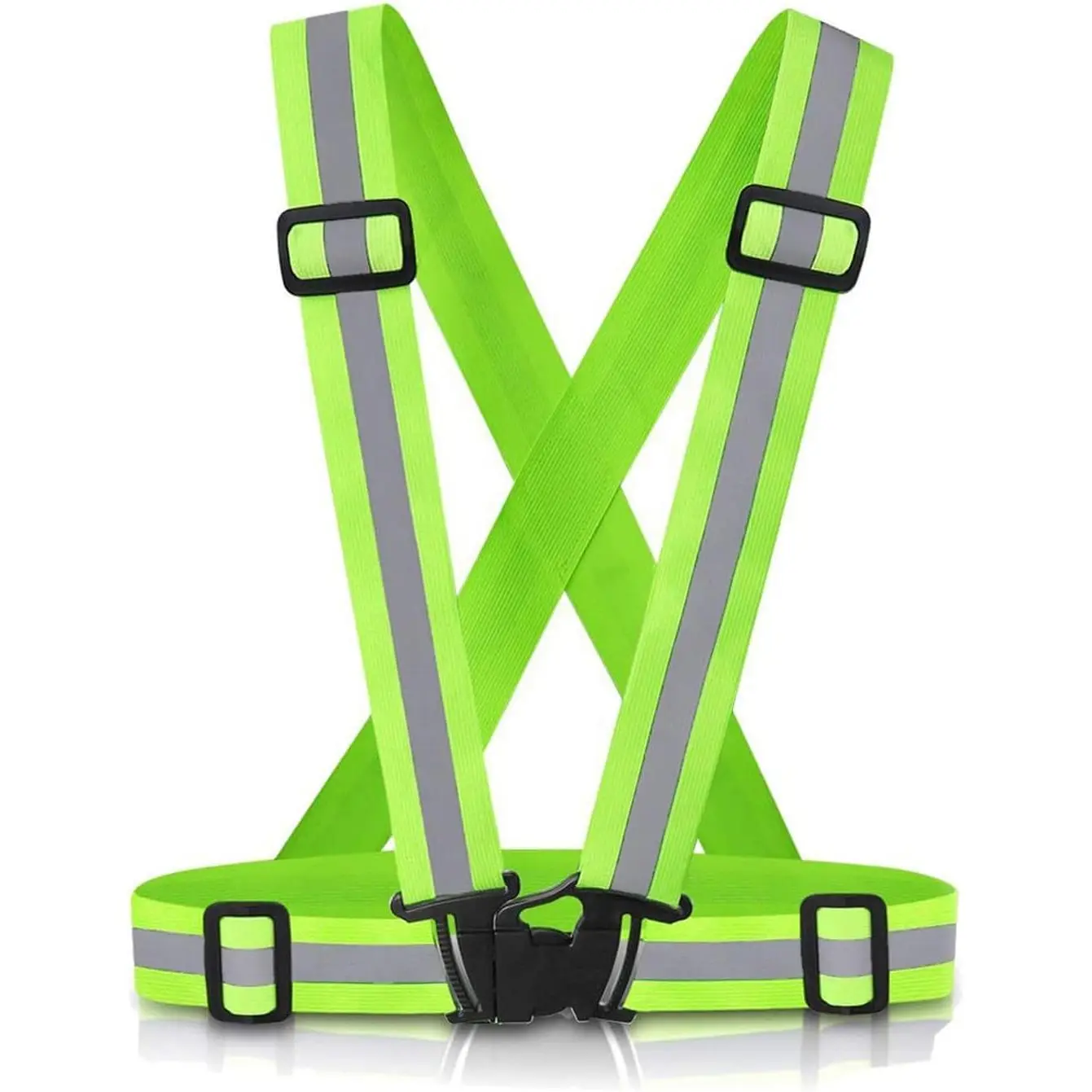 Unisex 2-Pack Adjustable Stripe Design Reflective Vests - Nylon-Polyester 360° Visible High Visibility Safety Gear for Running, Biking (Sports & Outdoor Accessories)