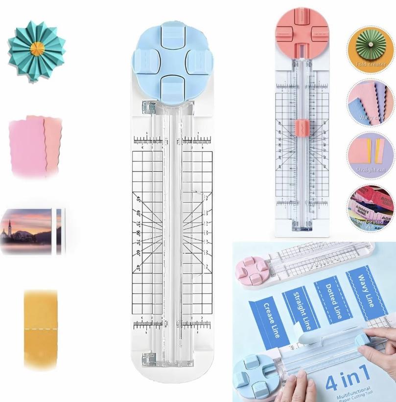 4-in-1 Paper Cutter & Trimmer for Straight, Wave,Perforated & Creasing| All-in-One Scrapbooking Tool for CraftPaper, Cardstock, Photos, Cards, Labels| Professional &Portable Paper Cutting Machine