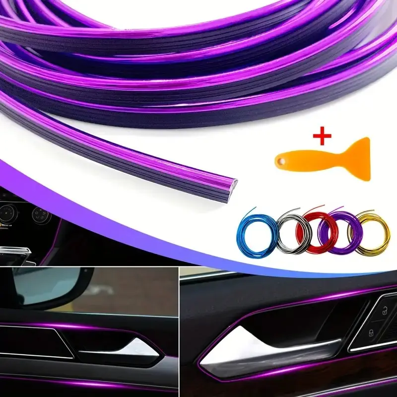 1pc3m Car Interior Decor Strip, U-Type Gap Filler, Air Vent Decoration, Dashboard Control Panel Electroplated Trim, Multi-Color Options, Affordable Car Accessories