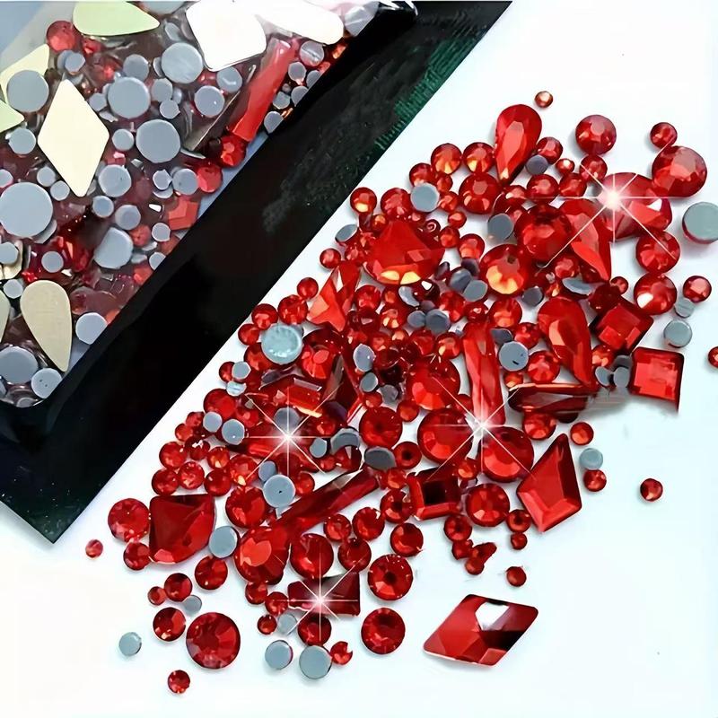 Rhinestone Nail Art Decoration, Glitter Rhinestones, 300pcs/bag Flatback Round Rhinestone & Flatback Odd Shaped Large Cubic Zirconia, Nail Art Accessories