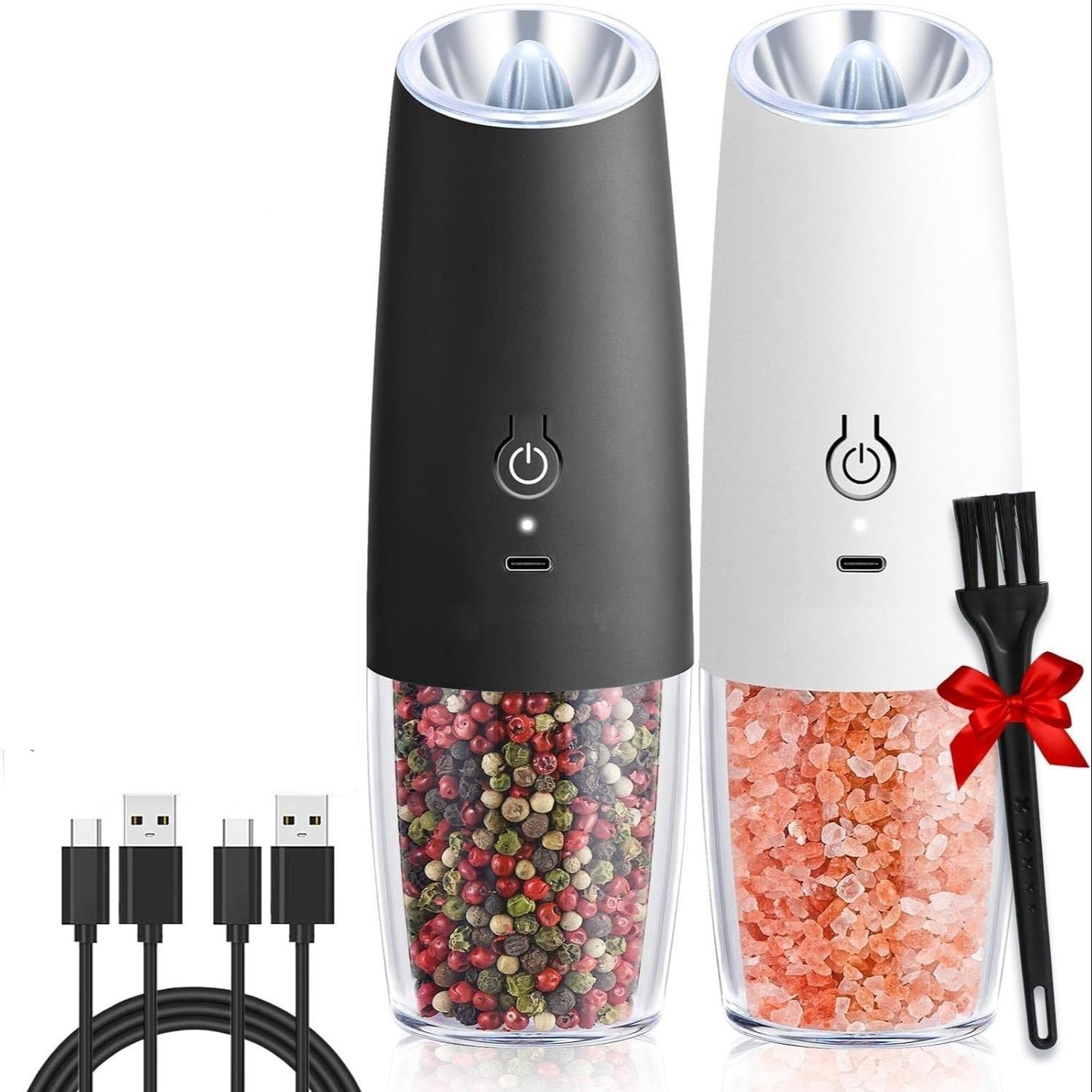 Rechargeable Salt & Pepper Grinder, Type-C Charging Salt & Pepper Grinder, Universal Household Kitchen Appliances for Home Use Kitchen Gadgets
