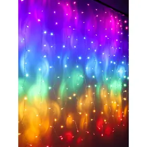 Rainbow Fairy String Curtain Lights with Touch Dimmer Switch, Hanging LED Icicle Rainbow Lights Curtain for Girls Bedroom, Kids Room, Unicorn Room, Birthday, Holiday Décor Christmas Giftfidget toys