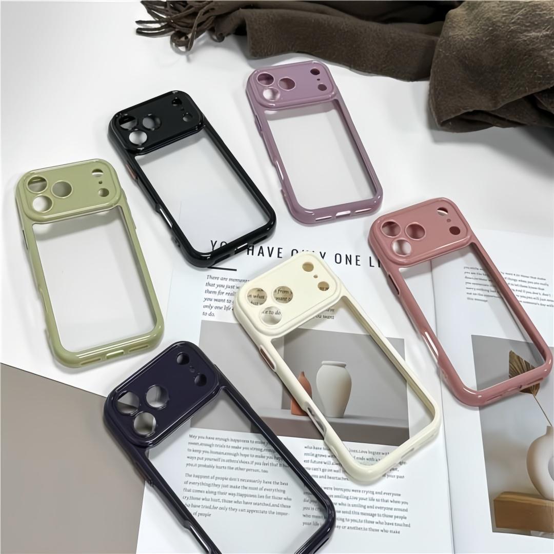 Premium Large Camera Window Clear Phone Case for iPhone 17 Pro Max/16 Plus/15 14 13 12 Pro, Soft TPU Bumper Anti-Scratch Shockproof Protective Cover in Multiple Solid Colors