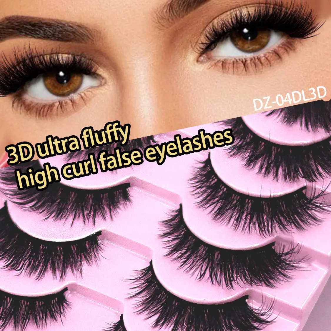 10 Pairs Luxurious False Eyelashes with Hard Stems, High Imitation 3D Thick Curled False Eyelashes, Whole Eyelash for Glamorous Look