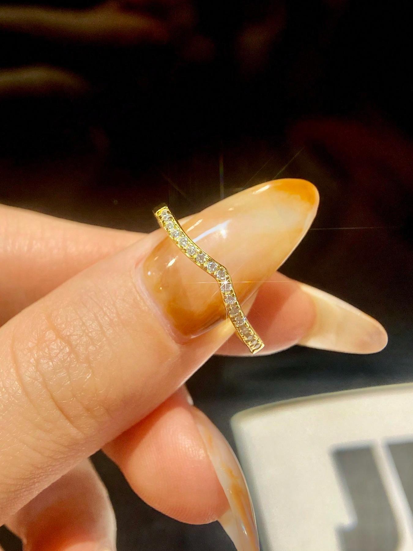 925 Sterling Silver Fashion V-shaped Artificial Zirconia Ring, Fashion Jewelry for Party, Daily Clothing Decor, Trendy All-match & Exquisite Jewelry for Birthday Gift