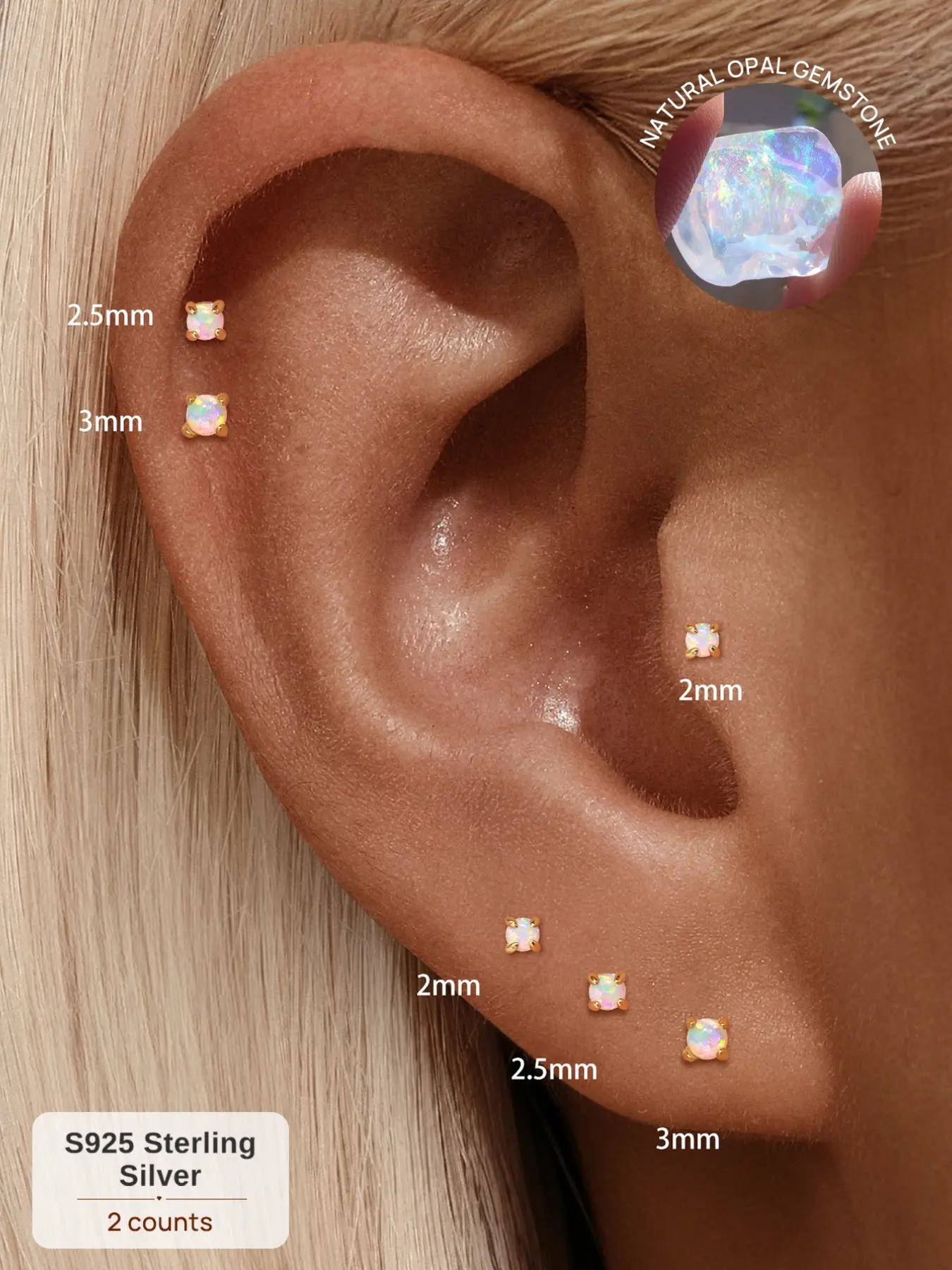 1Pc 18K Gold S925 Silver Flat Back, Earrings Studs, Timeless Modern Dainty Round Cabochon Opal Minimalist Stud, Fine Jewelry Non-Tarnish, Ideal for Daily Wear, Weddings, Parties, Engagements, Anniversaries, Valentine's Day, and Other Special Occasions.