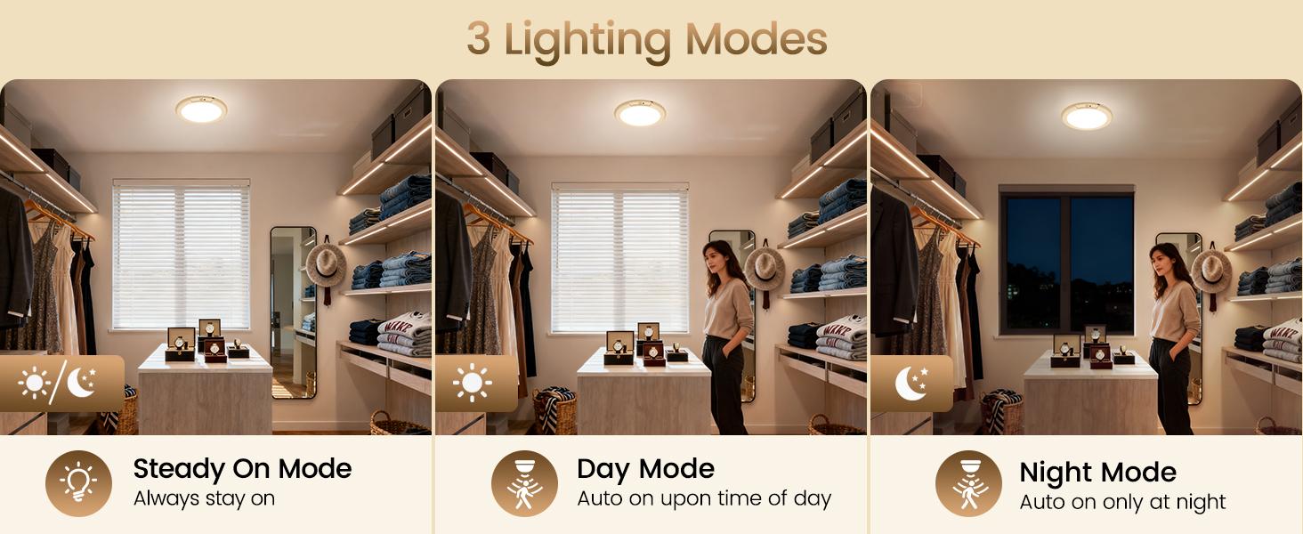 4 Pack-Wireless Motion Sensor Ceiling Light with Remote, Wireless Ceiling Light Battery Operated, No Wiring, Magnetic, Dimmable Shower Light, Timer, 3 Color 6000K, Rechargeable Light for Closet Hallway