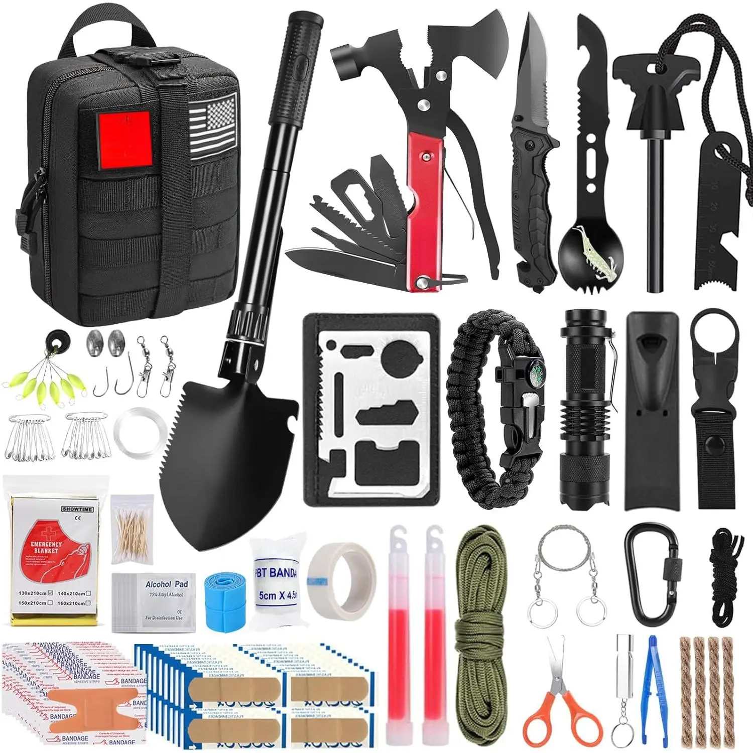 Gift  Men Dad Husband Christmas, Survival Kits, 142 in 1 First Aid Kit, Emergency Kits, Survival Gear and Equipment with Molle Pouch  Camping Hiking Outdoor