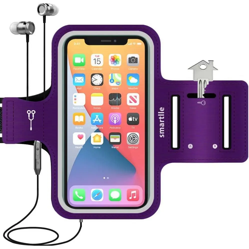 Arm Phone Holder for Running, Armband Cellphone for iPhone 15 14 13 12 11 Pro Max/XR/8 7 6s Plus, Galaxy A/S/Note Up to 6.9’’, for Exercise Gym Fitness Sports Gear-Purple,summervibes