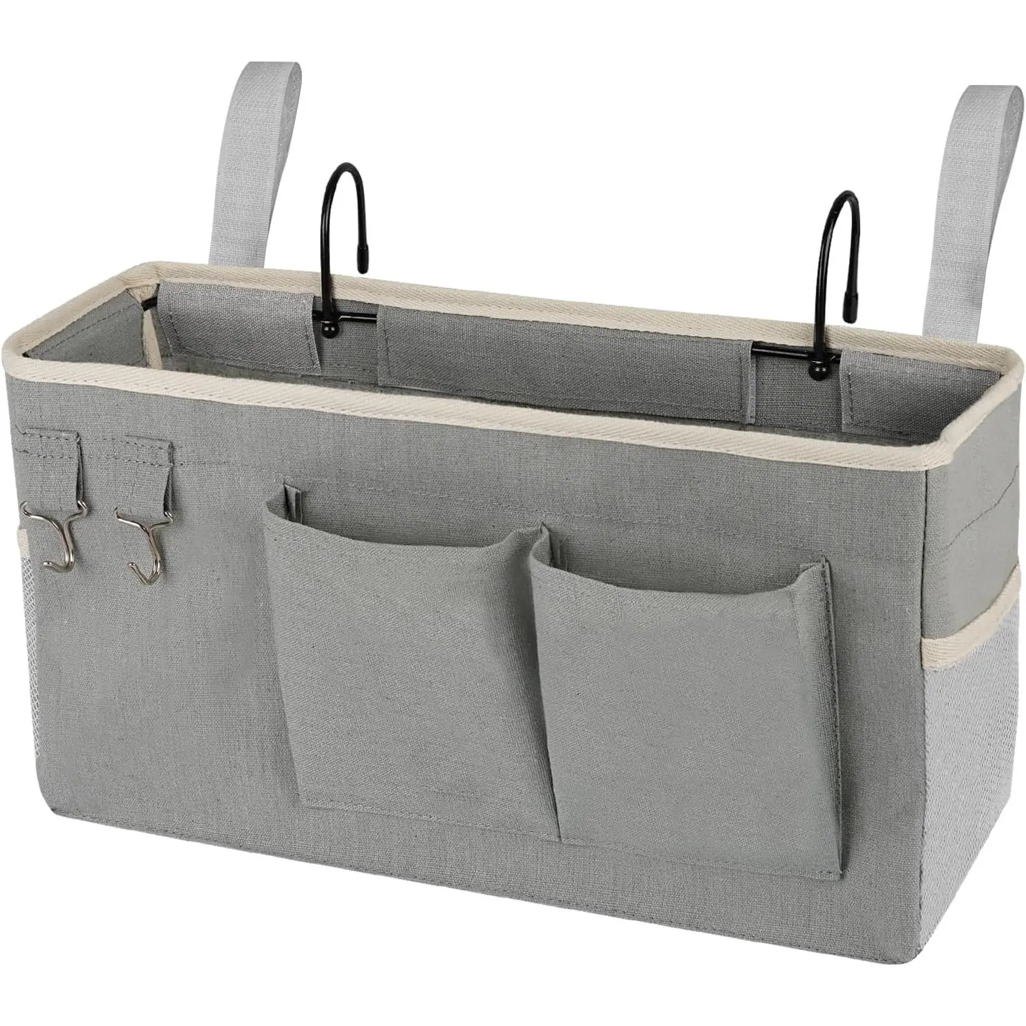 Bedside Storage Caddy/Bedside Hanging Storage Bag for Headboards Bunk Beds Dorm Rooms Book Phone Magazine Holder (Grey)