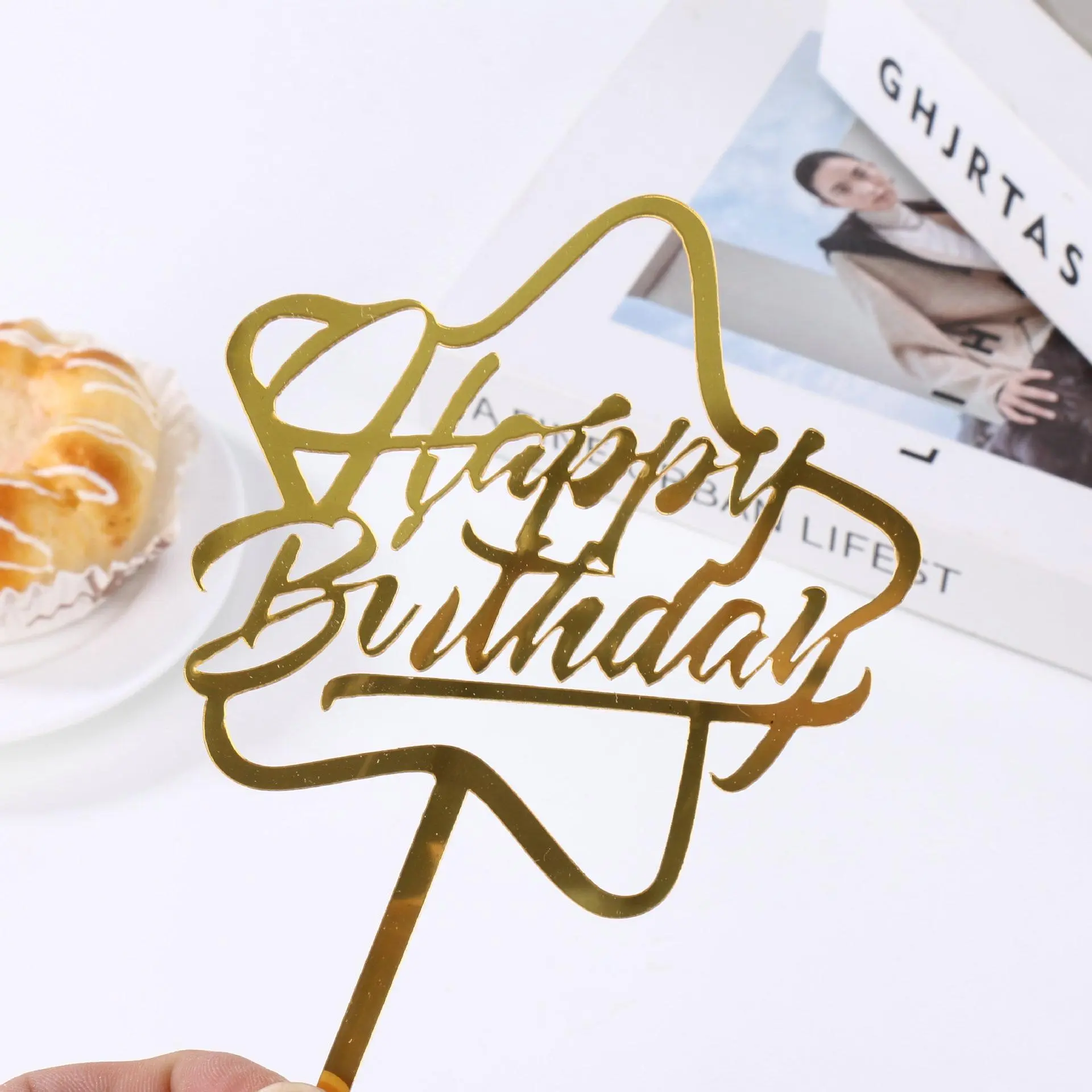 10-piece set of happy birthday acrylic toppers, creative birthday decoration inserts, cake decorations