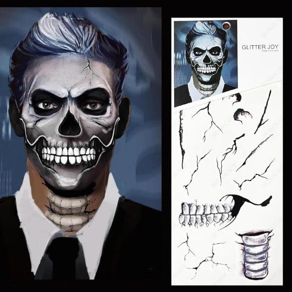 Fake Zombie Face Tattoos & Day of Dead Skull Stickers - Halloween Makeup Kit Accessories, Temporary Tattoo for Costume Prank, Women Men, Realistic Scar Wounds FX (3 Sheets) Fake Zombie Face Tattoos & Day of Dead Skull Stickers - Halloween Makeup Kit Accessories, Temporary Tattoo for Costume Prank, Women Men, Realistic Scar Wounds FX (3 Sheets)