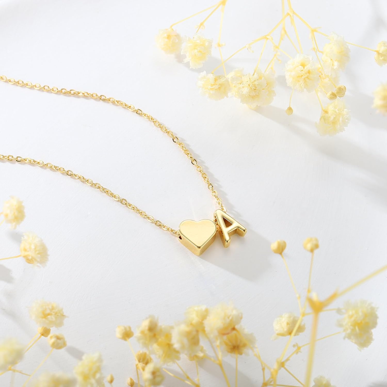 Christmas Gifts for Grandkids - Dainty 18K Gold Plated Tiny Heart Initial A-Z Letter Pendant Necklace Stocking Stuffers for Teen Girls Jewelry