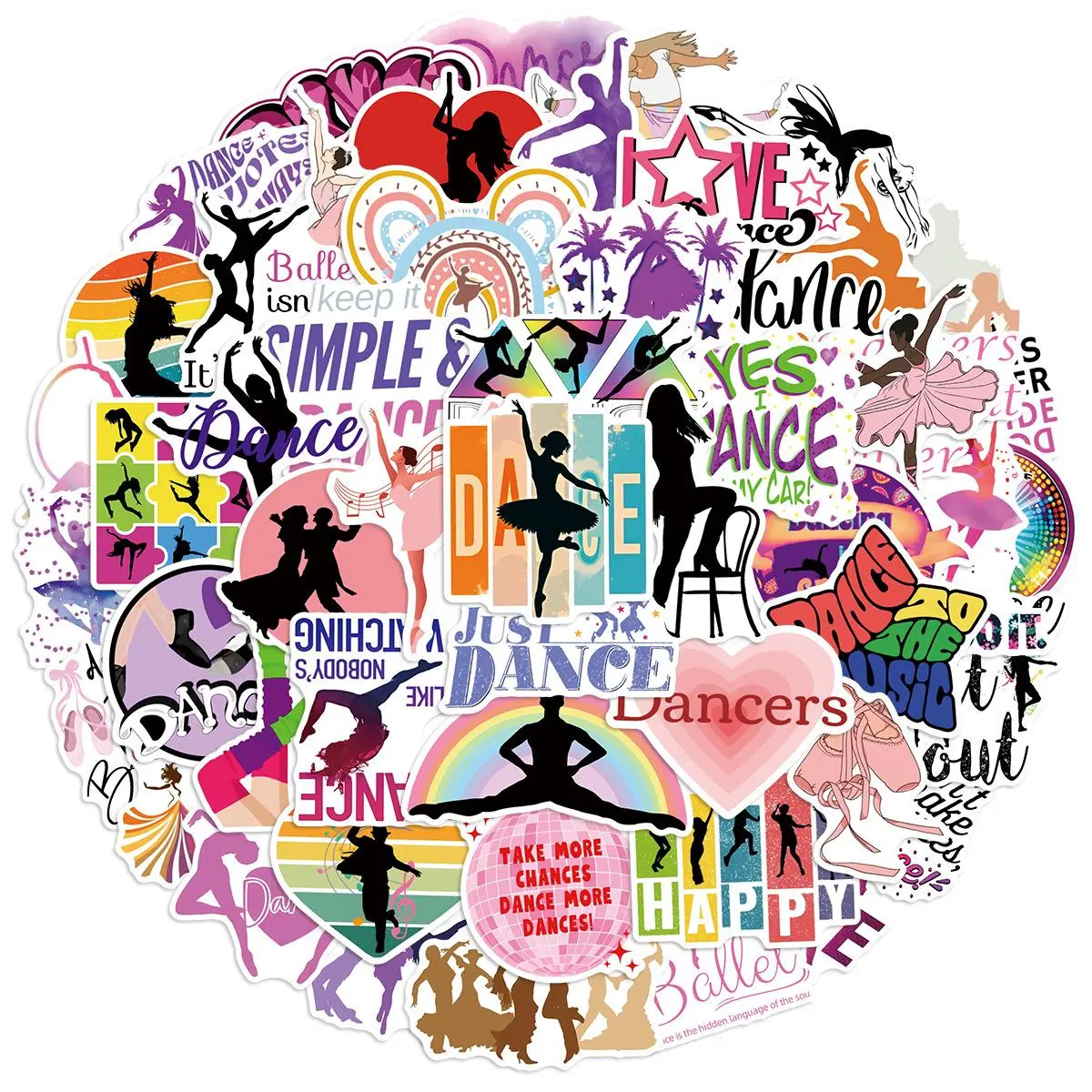 50Pcs Graffiti Dance Stickers Dancing Decals for DIY Decor Phone Laptop Scrapbook Stationery Water Bottle Guitar