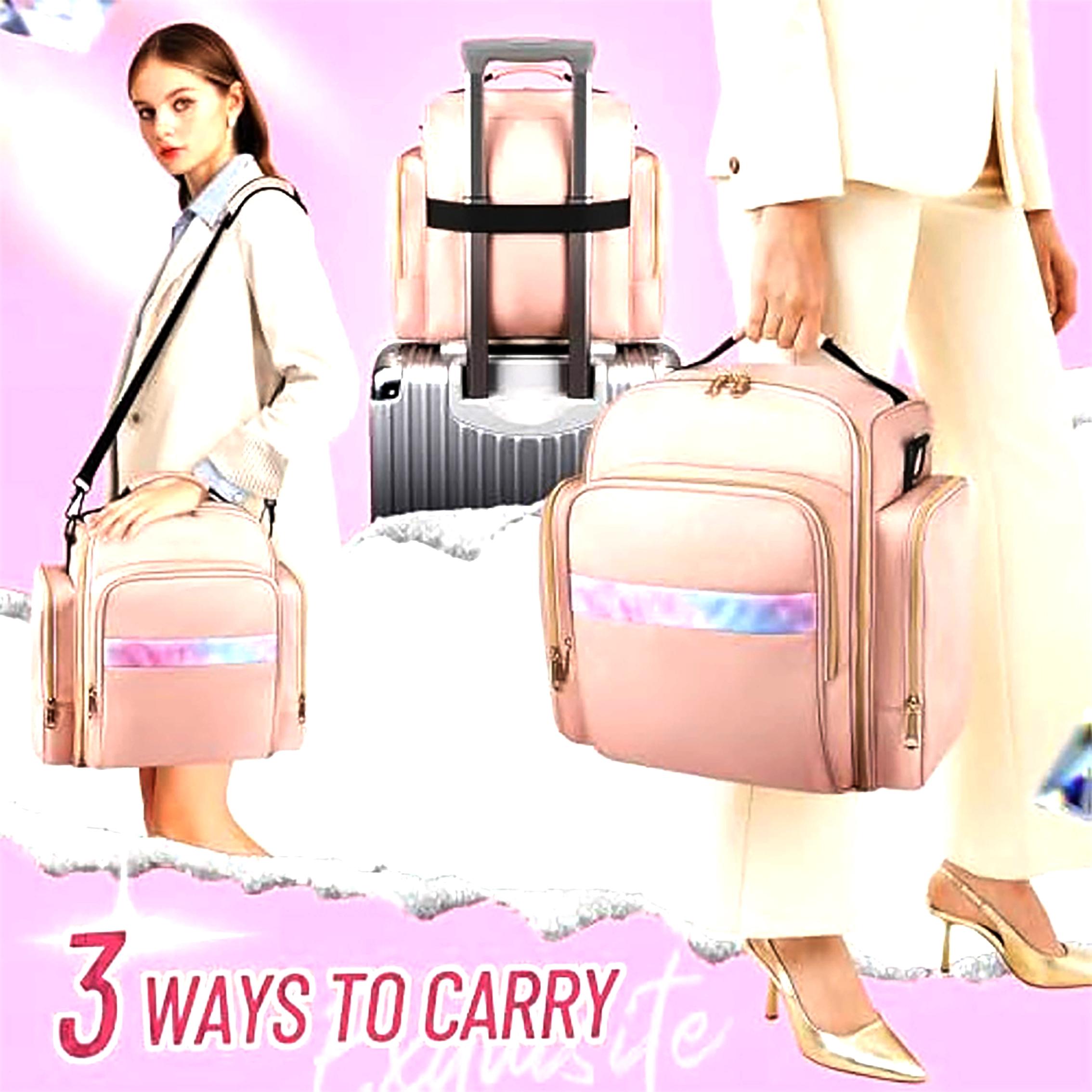 Makeup Bag with Detachable Boxes, 1 Count Large Capacity Cosmetic Storage Bag with Handle, Zipper Makeup Organizer Pouch for Travel, Travel Cosmetic Bags