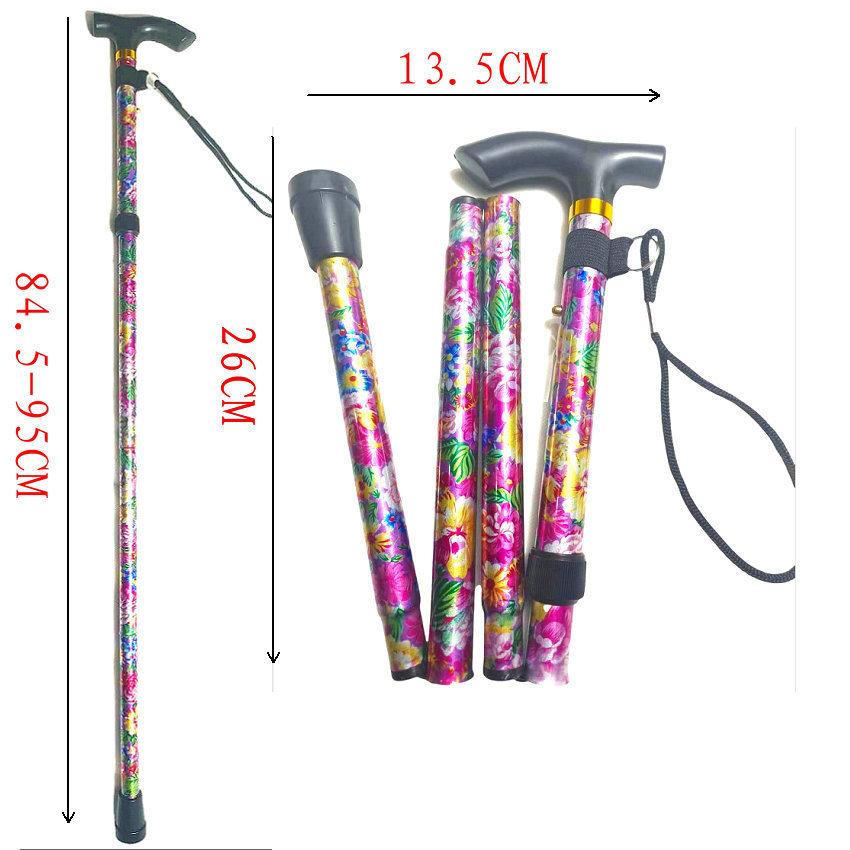 5-Section Printed Walking Stick, Retractable Aluminum Alloy Cane, Foldable Walking Cane for the Elderly