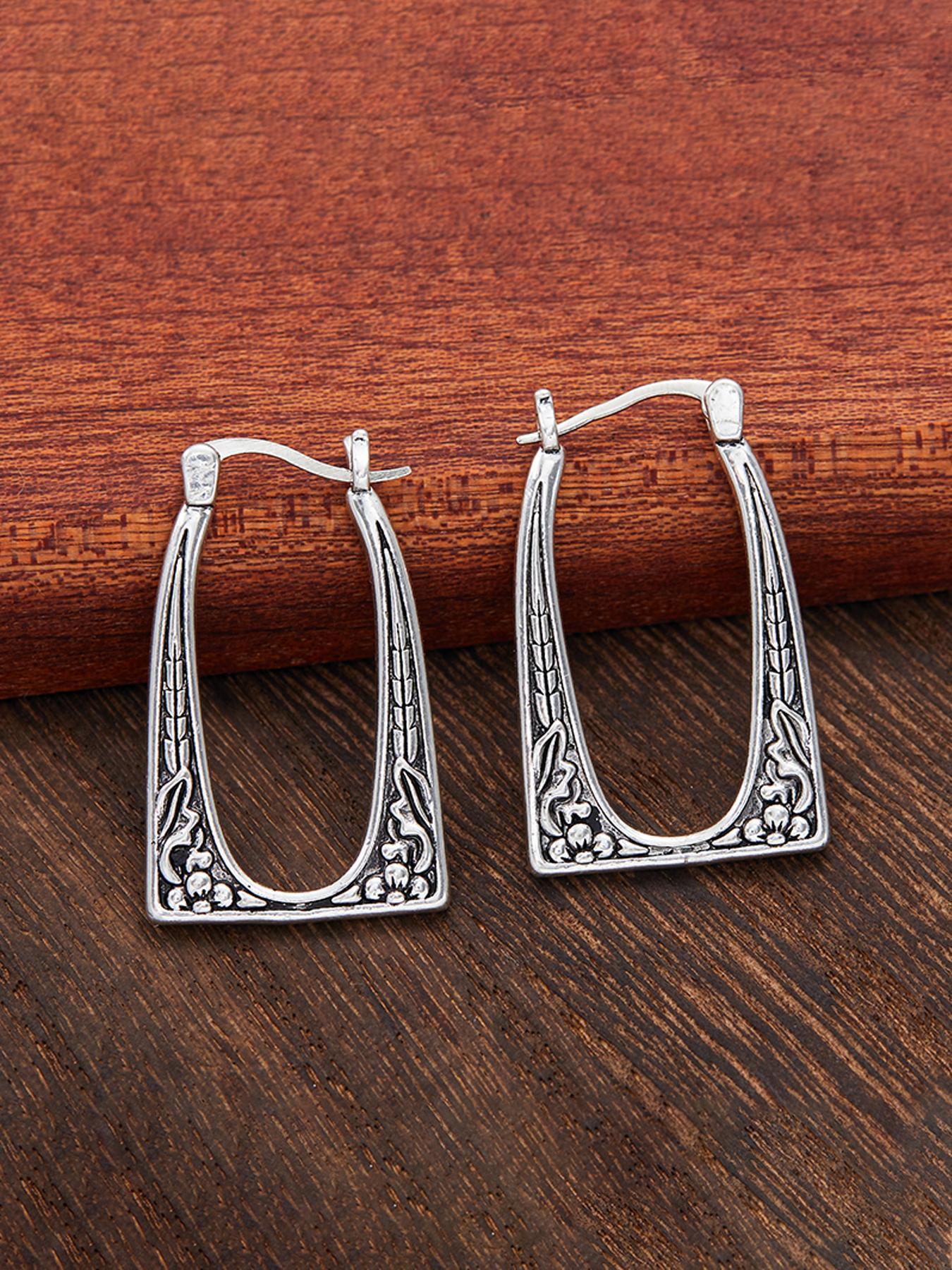 Vintage Texture Metal Design Hoop Earrings, 2024 New Style Boho Style Bohemian Fashion Jewelry for Women Girlfriend Gifts, Classic Fashion Accessories for Daily Wear