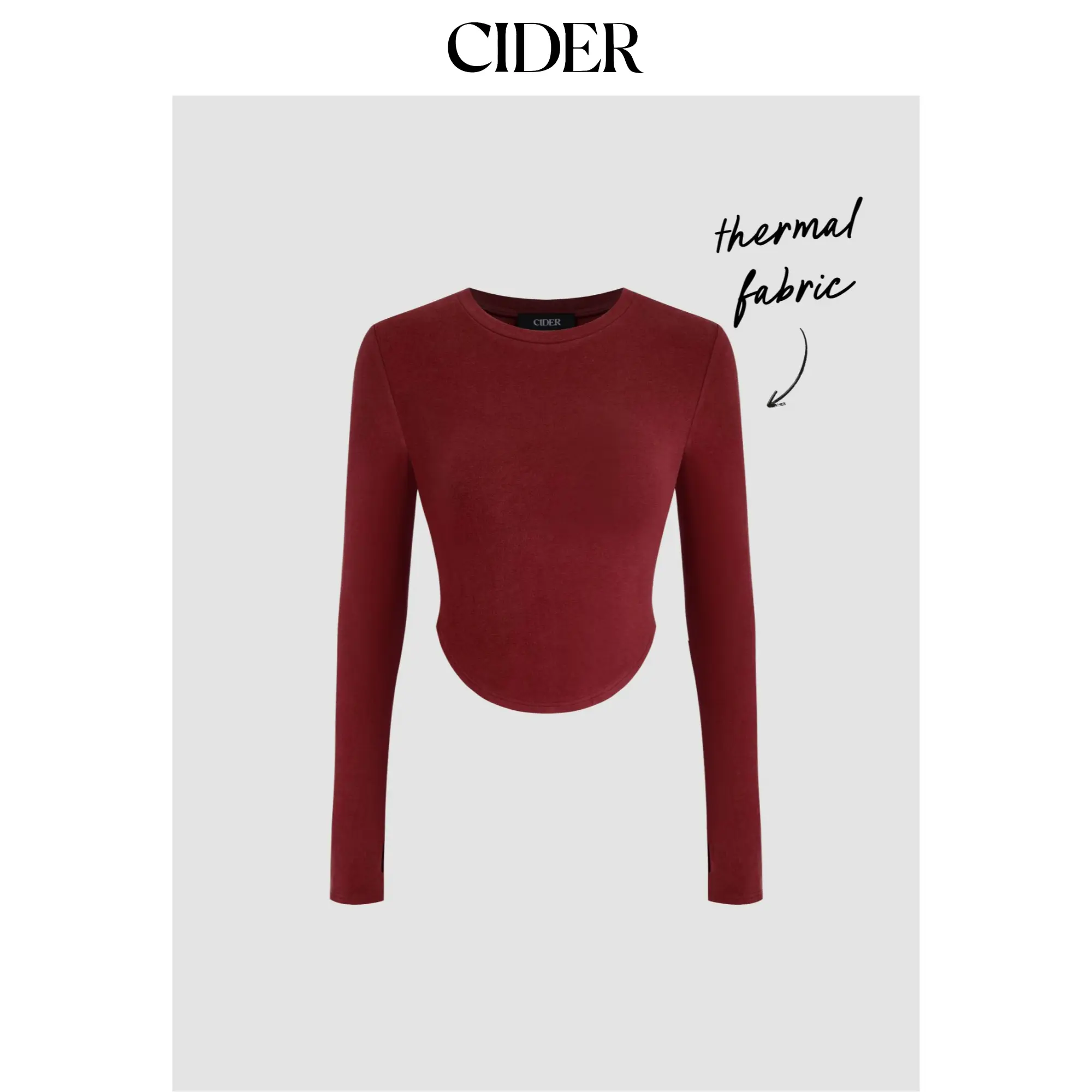 Cider [5 colors, size 2-10] Thermal Cotton-blend Round Neckline Solid Long Sleeve Tee