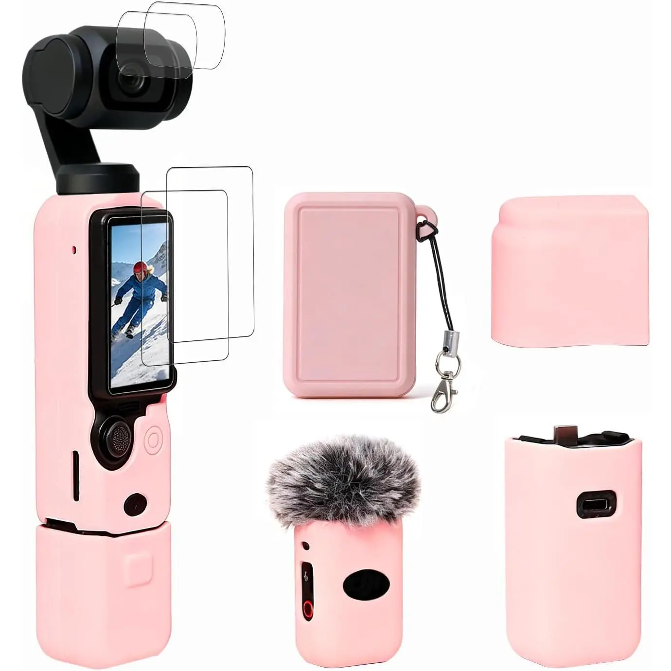Case for   Pocket 3/ Muse Camera, Soft  Protective Case, Slim Fit  with mic Cover and Screen Protector Accessories for  Pocket 3/ Muse,Anti-Scratch ()