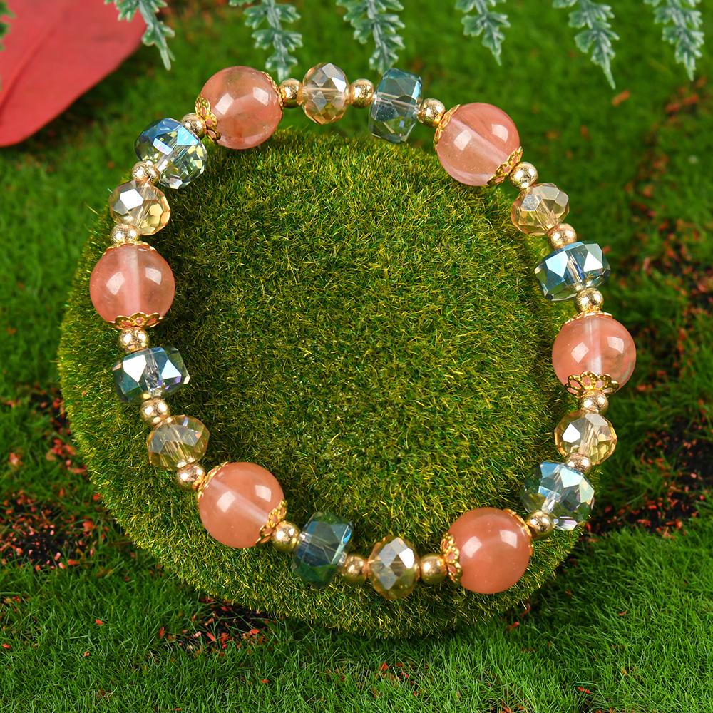 Colorful crystal lucky bracelet, suitable as a gift for a girlfriend on special occasions, blue bracelet jewelry, fashionable artificial bracelet, today's colorful block bead crystal bracelet - durable structure