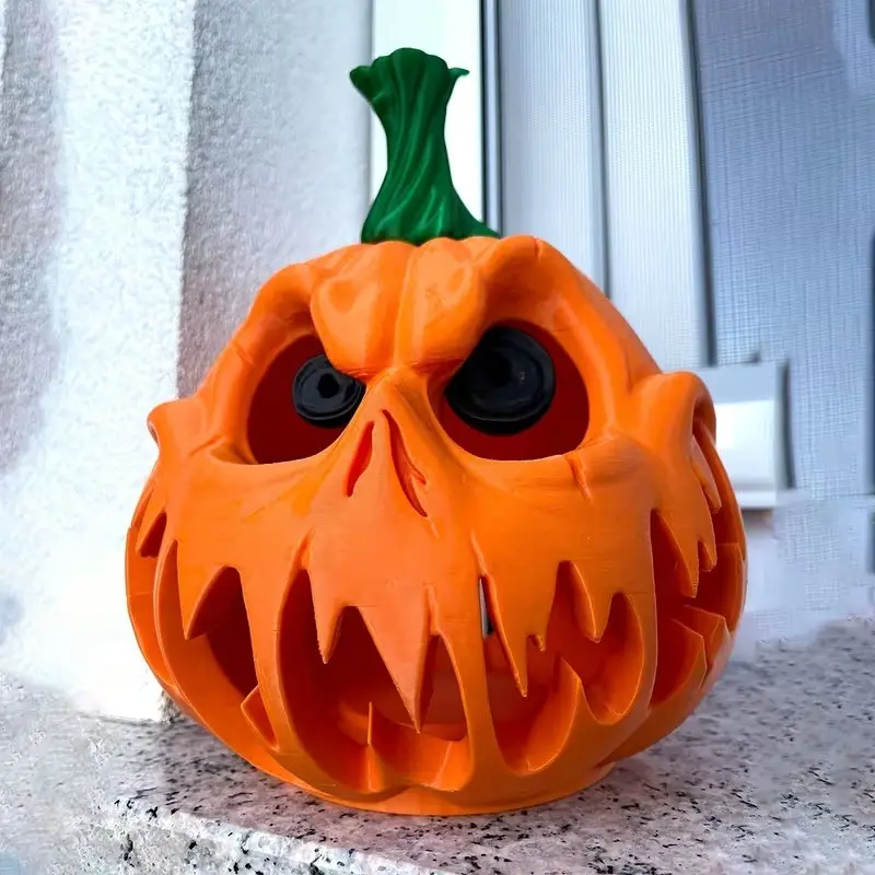 Halloween Pumpkin Resin Decoration, Ghost Skull with Strange Features, Party Table Centerpiece, Indoor/outdoor Holiday Decor, Thanksgiving Christmas Ornament