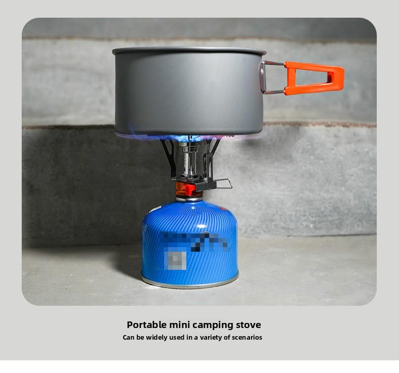 Portable Camping Stove with Electronic Ignition Backpacking Stoves Mini Integrated Cookware for Travel Outdoor Hiking Picnic Cooking