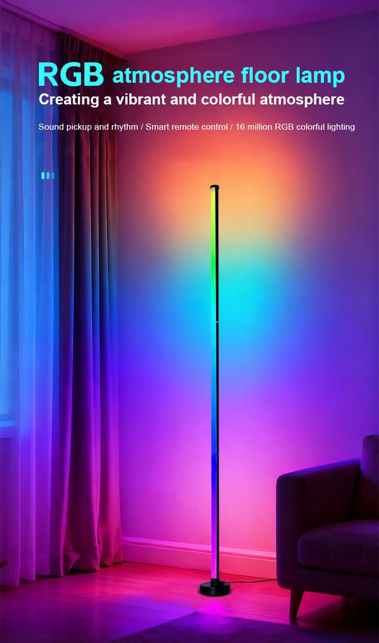 RGB LED Floor Lamp with Remote & App Control, USB Powered Smart Standing Lamp, Color Changing Ambient Light for Living Room Bedroom Home Decor