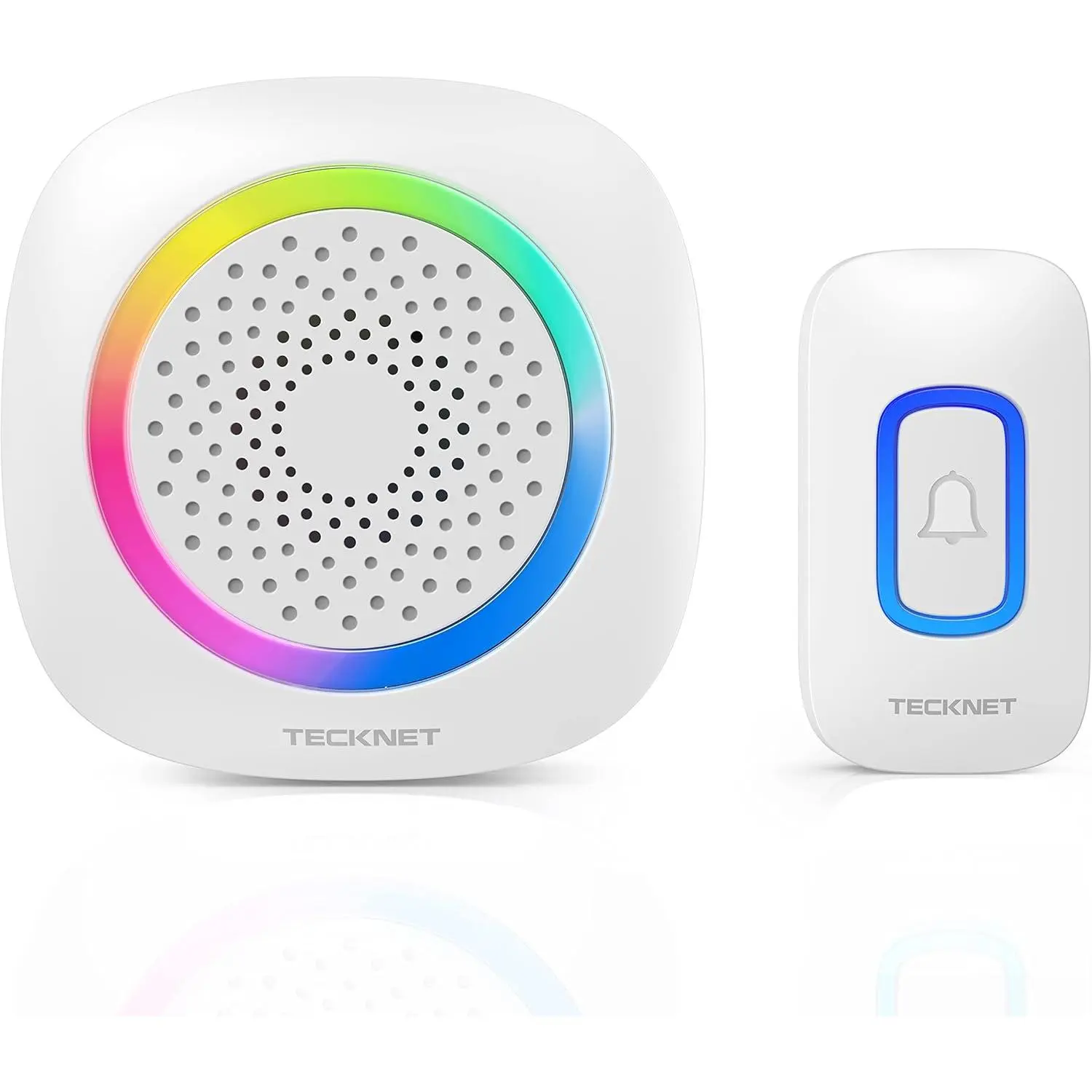 1300 Feet Long Range Wireless Doorbell with RGB Alarm Lighting, Battery-Powered IP66 Waterproof, 60+ Chimes 5-Level Volume, 4.5-Year Battery Life for Home Apartment Classroom Business White