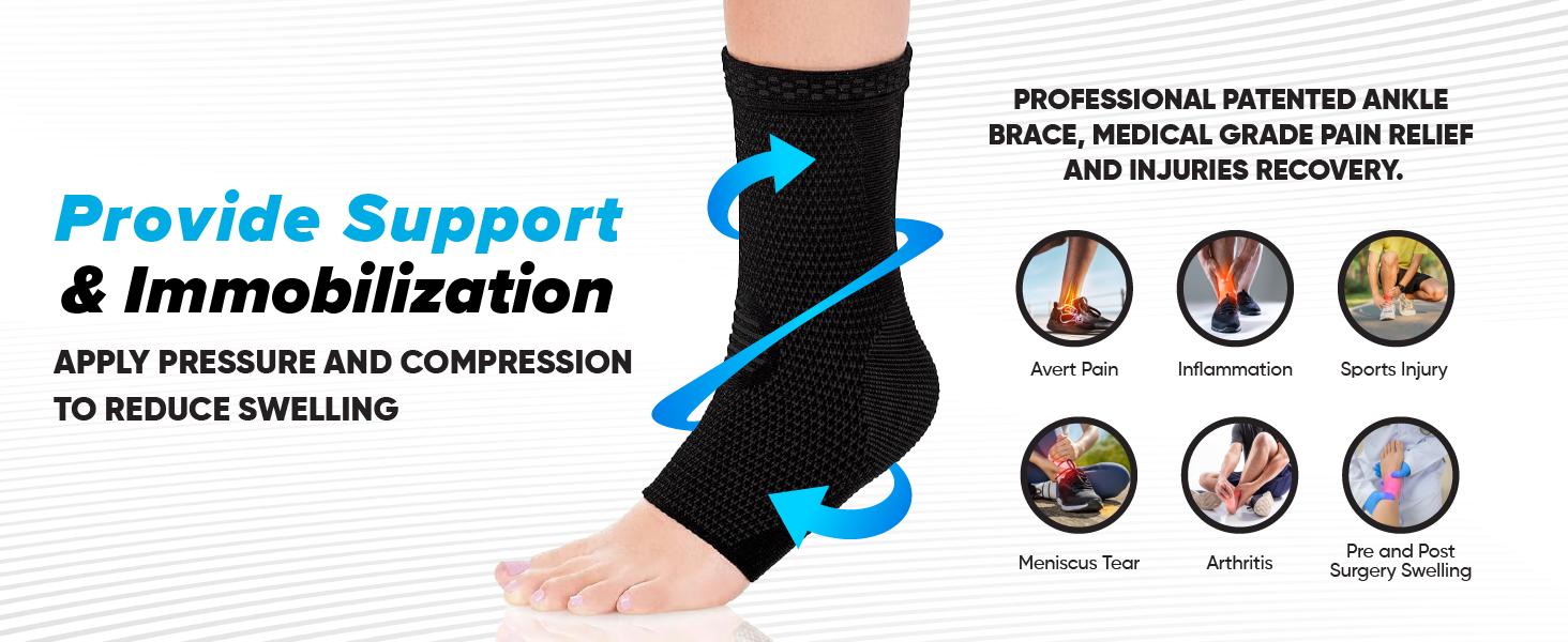 UGEM Legs Orthopedic Brace Compression Support Sleeve for Swelling Sprain Plantar Fasciitis Arthritis Tendinitis 20-30 mmHg Anti-Slip 3D Knitting