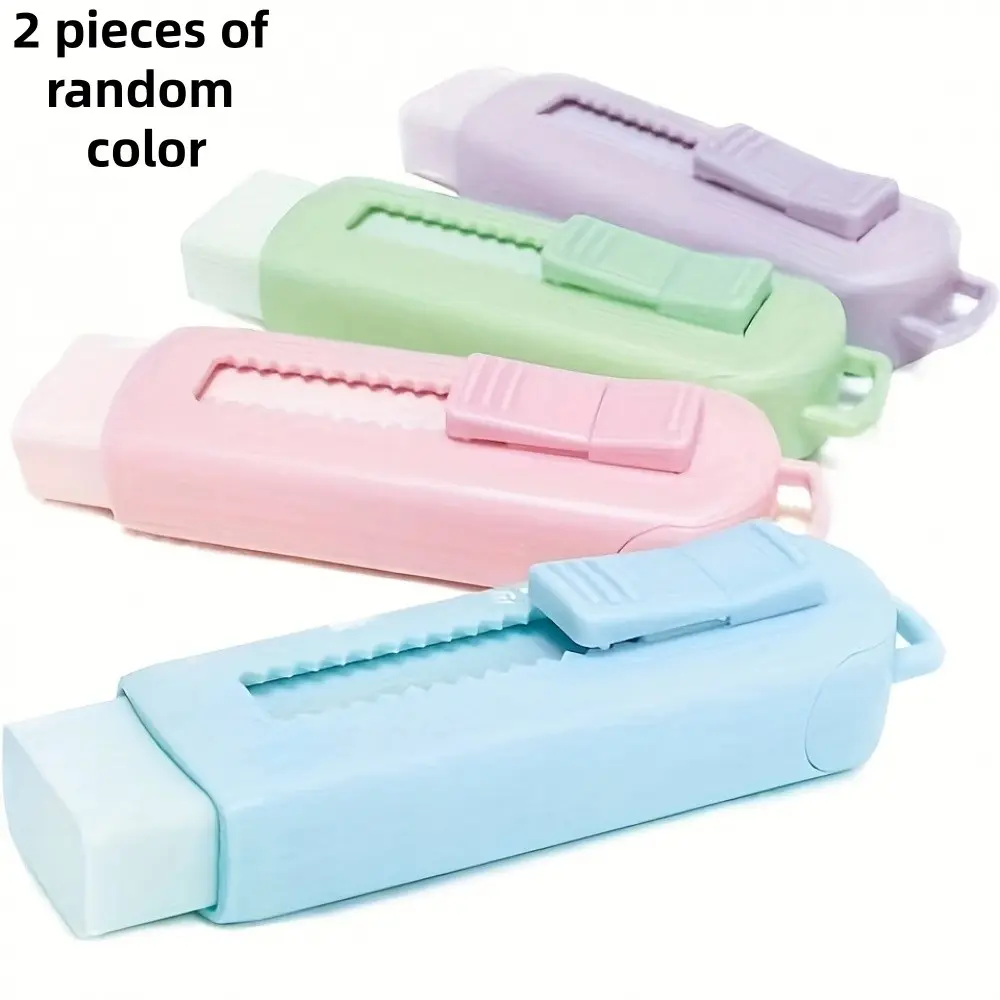 2-Piece Push-Pull Extendable Eraser Set, Multi-Functional Easy-To-Use, Ideal for Students and Artists, Practical Stationery Kit, Perfect Christmas Gift