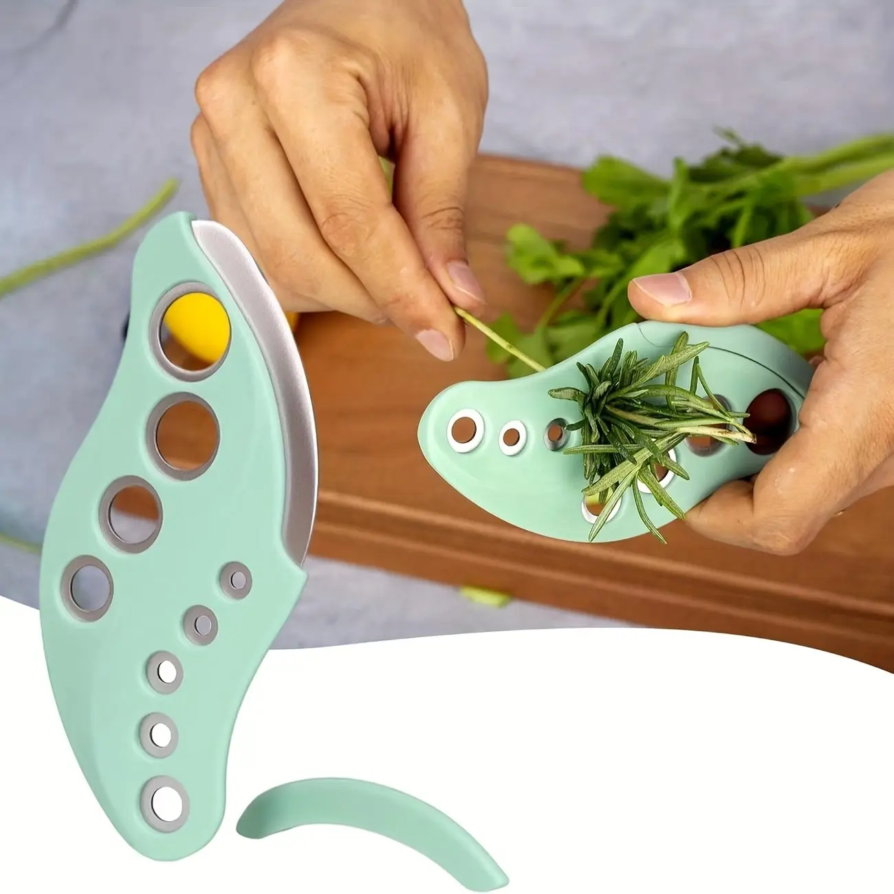 Mini Herb Peeler with Nine Size Holes, Includes Blade and Protective Case, Ideal for Herbs, Kale, Lettuce, Thyme, Basil, Kitchen Tool