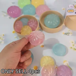 4pcs Mini Dumplings Squishy Glitter Stress Relief Toys, Colorful Sensory Fidget Toys, Soft Slow-Rebound Pressure Release, Perfect for Parties & Gifts