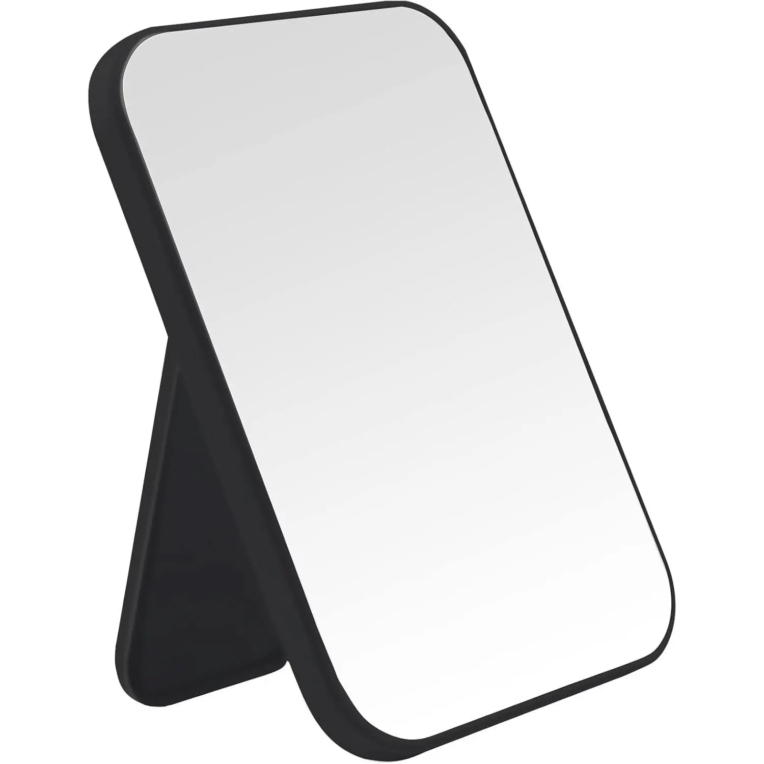 Desktop Makeup Mirror, 8 Inch Portable Mirror, Simple Folding Makeup Mmirror with Stand, Standing Wall  Double-Duty Black
