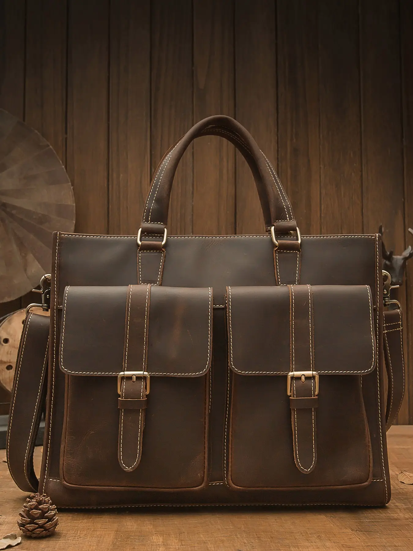 Vintage Leather Men's Handbag, Crossbody Bag, Single Shoulder Bag, Crazy Horse Leather, British Cambridge Briefcase, Elegant Design