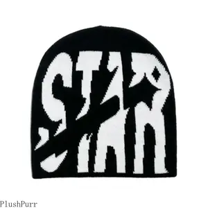 Unisex Y2K Jacquard Knit Beanie, Letter Pattern Street Style, Warm Knitted Hat for Outdoor Sports, Perfect for Fall & Winter Fashion