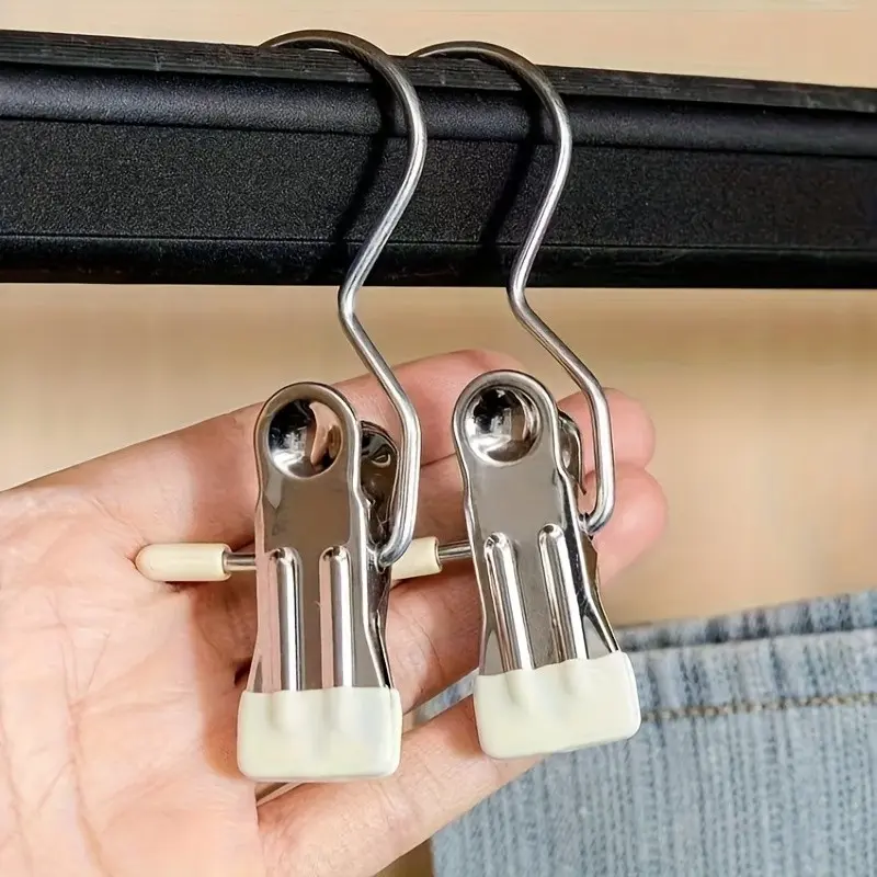 20pcs in Random Colors All-Weather Stainless Steel Hook Clips - Secure Storm Shutters, Snow Blankets & Year-Round Laundry | Heavy-Duty Windproof Rustproof, Clothes Pins