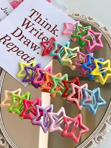 50pcs Random Color Star Hair Clips, Y2K Fashion Girl Accessories, Cute Five-Pointed Candy Color Bb Clips, Suitable for Daily Use, Super Cute Clips