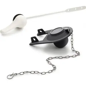 Front Mount White Toilet Handle Replacement Kit with 2 Inch Universal Toilet Flapper Replacement Kit and Stainless Steel Toilet Flapper Chain