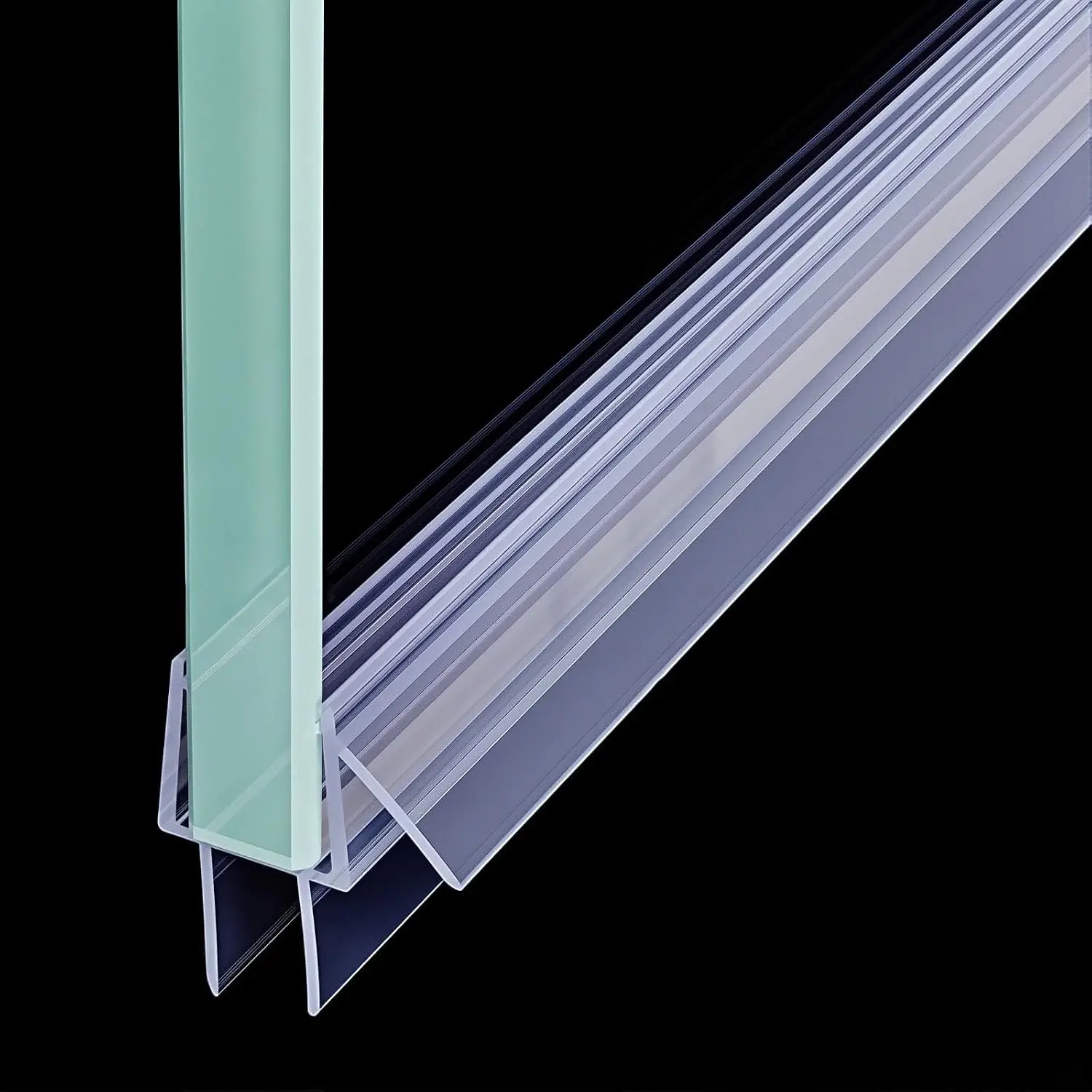 3 count Frameless Shower Door Bottom Seal 1/4 Inch Glass (15.75 in x 3),3 Section Segmented Installation Kit,Glass Shower Door Seal Strip Bottom,Weather Stripping Sweep Leak Water Guard