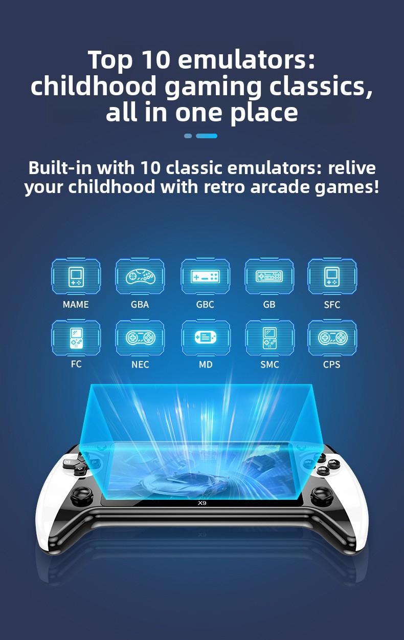 X9 Handheld Game Console 128GB – 5.5" HD Screen Portable Retro Gaming System with Built-in Games, 8+ Emulators Support, Game Boy/PSP/FC Classic Games, Perfect Gamer Stuff for Kids & Family Fun