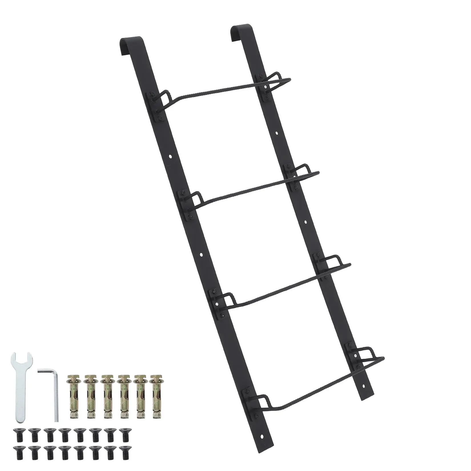 Window Well Egress Ladder, Carbon Steel Hooked Escape Ladder for Basement Window, Reusable Hanging Emergency Ladder for Balcony Railing, Black