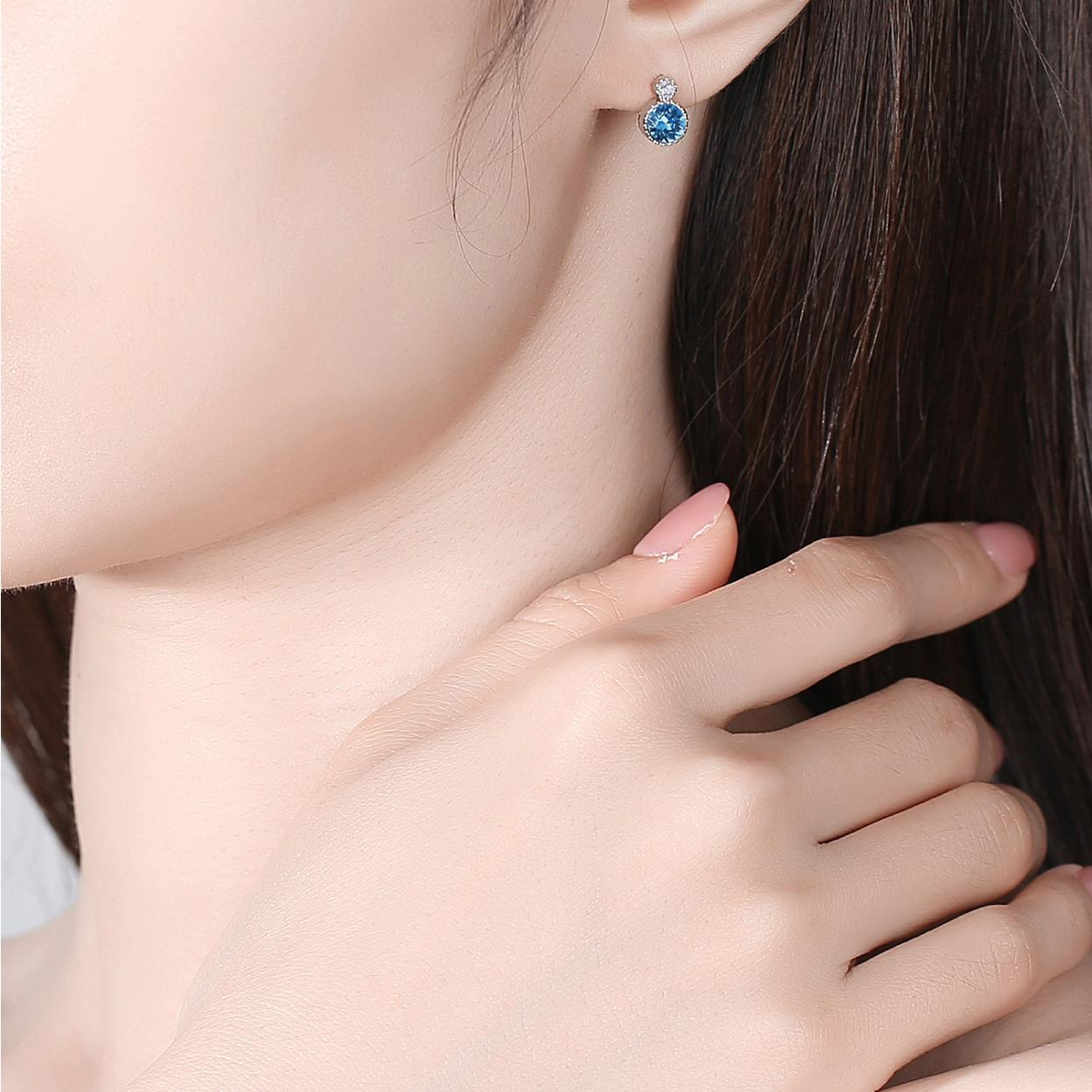 Heart of the Ocean S925 Sterling Silver Earrings |         Light Luxury Geometric Diamond-Encrusted Earrings, Premium Crystal Ear Jewelry, Gift