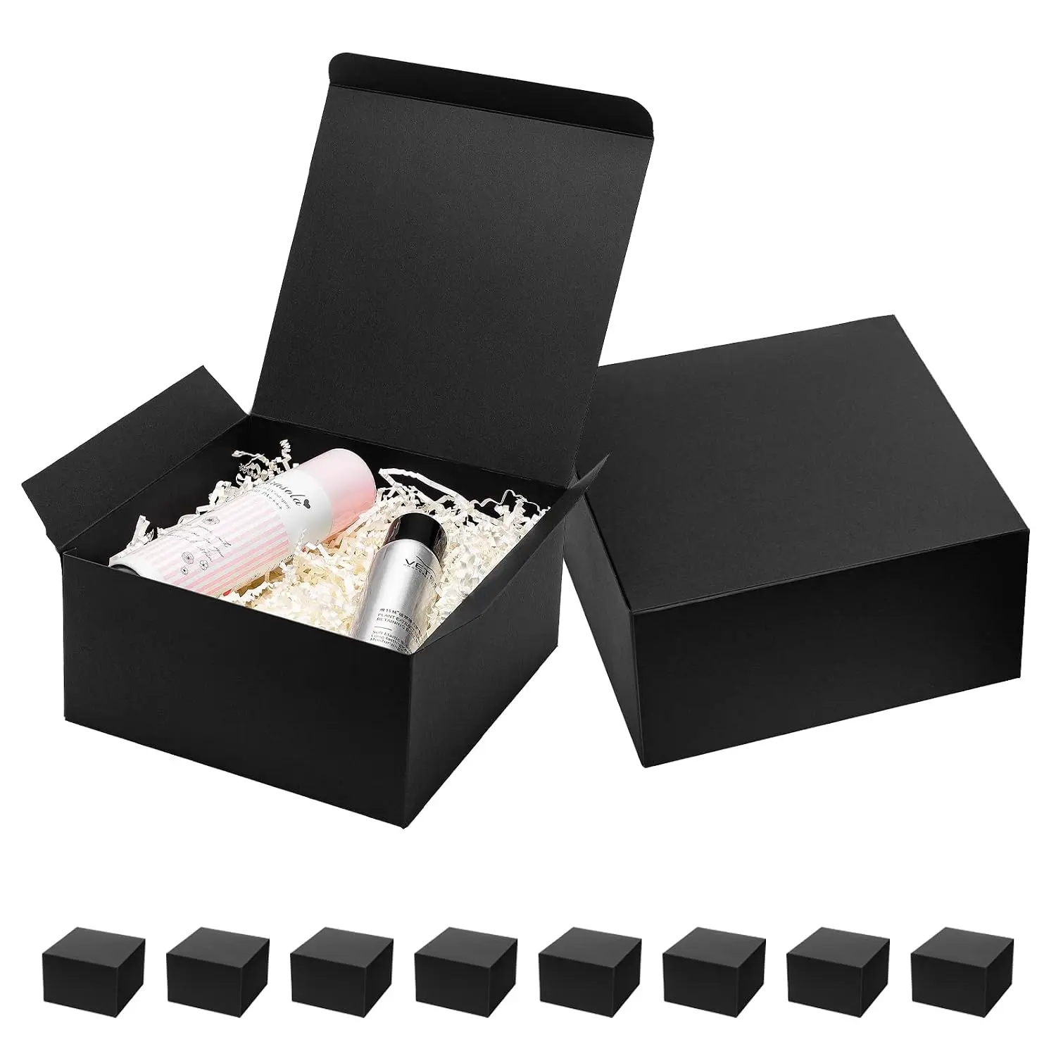 8x8x4 Black Gift Boxes with Lids 10 Pack Groomsmen Proposal Box