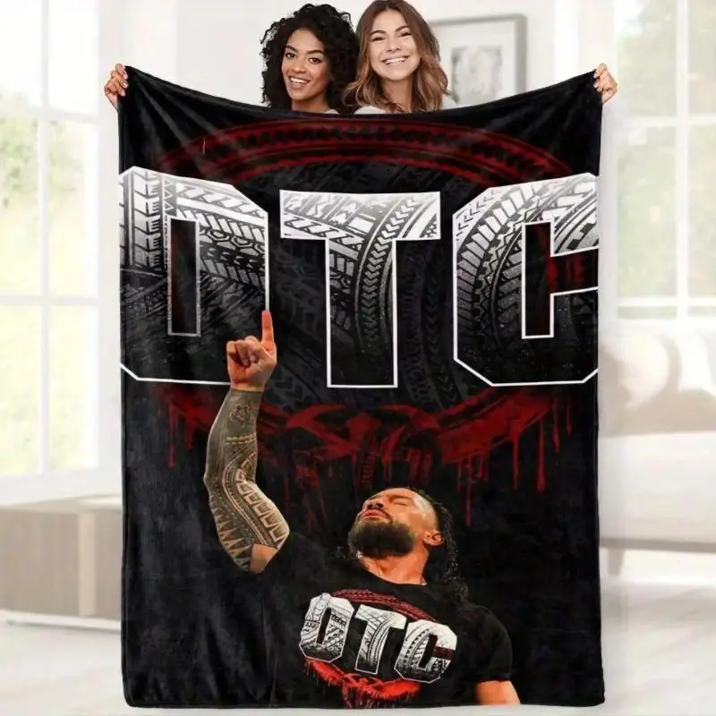 Roman Reigns WWE Tribal Chief HD Print Flannel Throw Blanket - Polyester Fiber, Flannel Texture, Ultra Soft, Lightweight, Breathable - Couch Decor, Indoor Use - Ideal Gift for Wrestling Fans, Throw Blankets