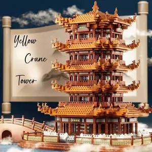 Building blocks Yellow crane Tower boys building series giant assembly picture educational toy girl series
