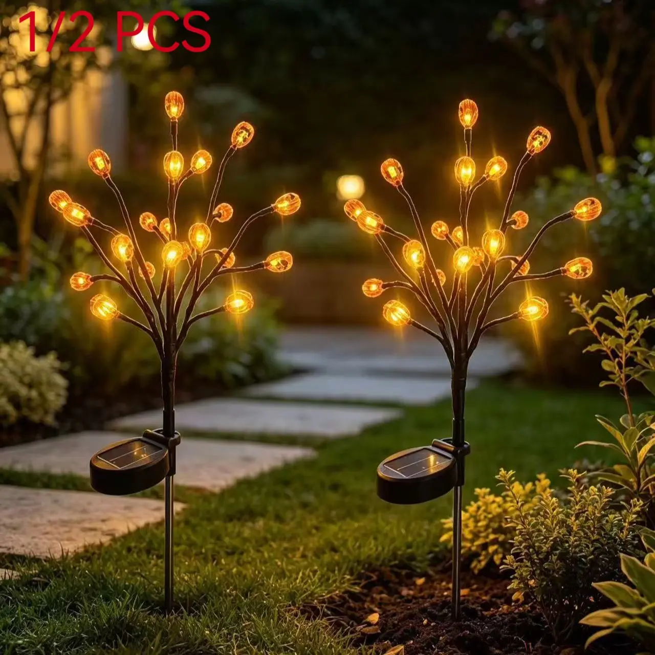 Halloween Pumpkin Light Solar Stake Tree Lamp, Outdoor Waterproof LED Garden Decor, Crescent Moon Hanging Pumpkin Light for Patio, Walkway, Porch