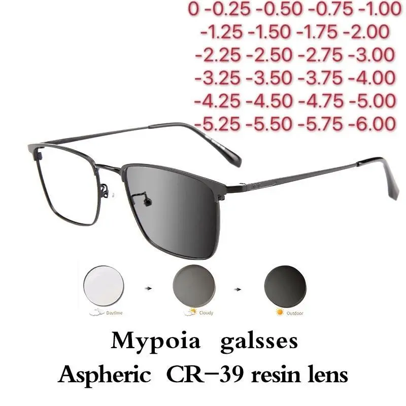 Photochromic Eye Glasses Men Women Myopia Eyeglasses Students Short Sight Eyewear 0 -0.5 -1 -1.25 -1.5 -1.75 To -6