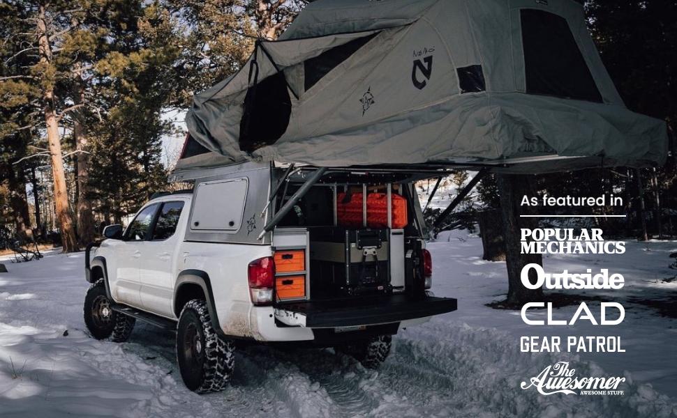 CRATE Starter Pack - Two Full Size and One Half Size SidioCrate, Stackable Outdoor Organizer Storage Bins with Clear Lid and Dividers - Black