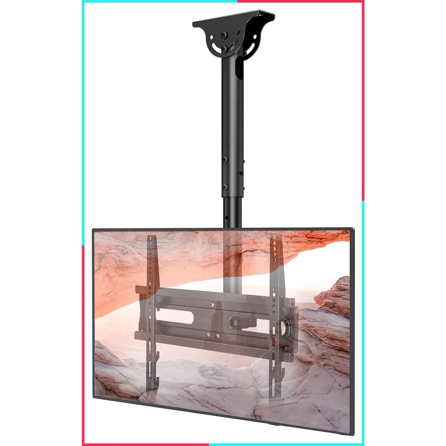 Ceiling TV Mount Adjustable Bracket for 26-65 Inch LCD LED OLED 4K TVs, Pole Mount Holds up to 110 lbs, Max VESA 400x400mm, Black