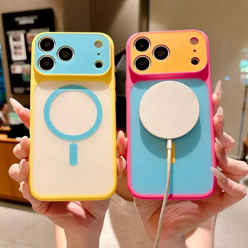 Magnetic Phone Case for iPhone 13/14/15/16/17 18 Pro Max Plus, phone cases for iphone 17 pro max cases,iphone 18 pro max ,MagSafe Compatible Protective Accessory with Camera Lens Protection, Candy Color, Wireless Charging Support, Accessories